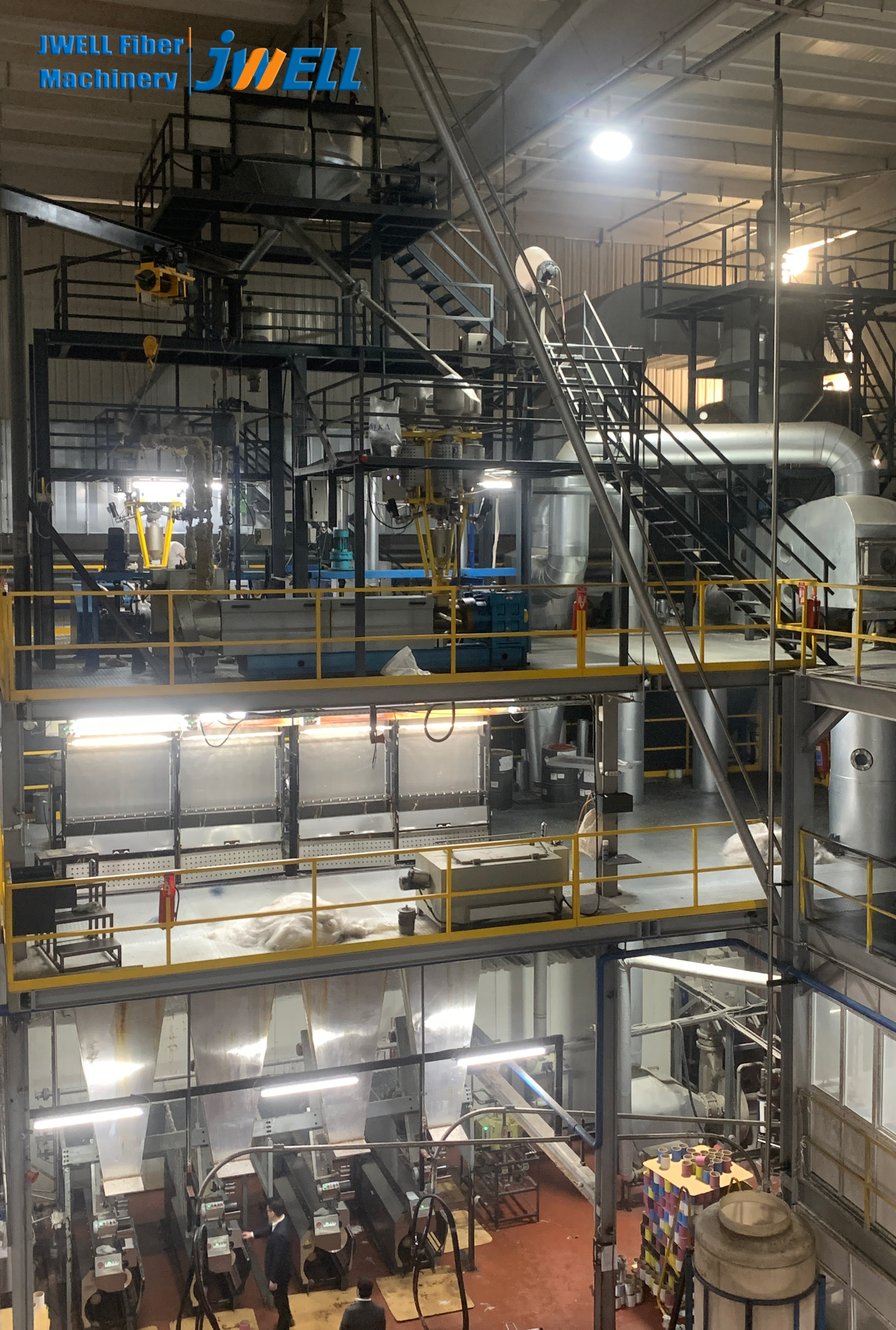 L&iacute;nea de hilado de hilo POY compuesto JWELL PET PA6 (sitio del cliente)