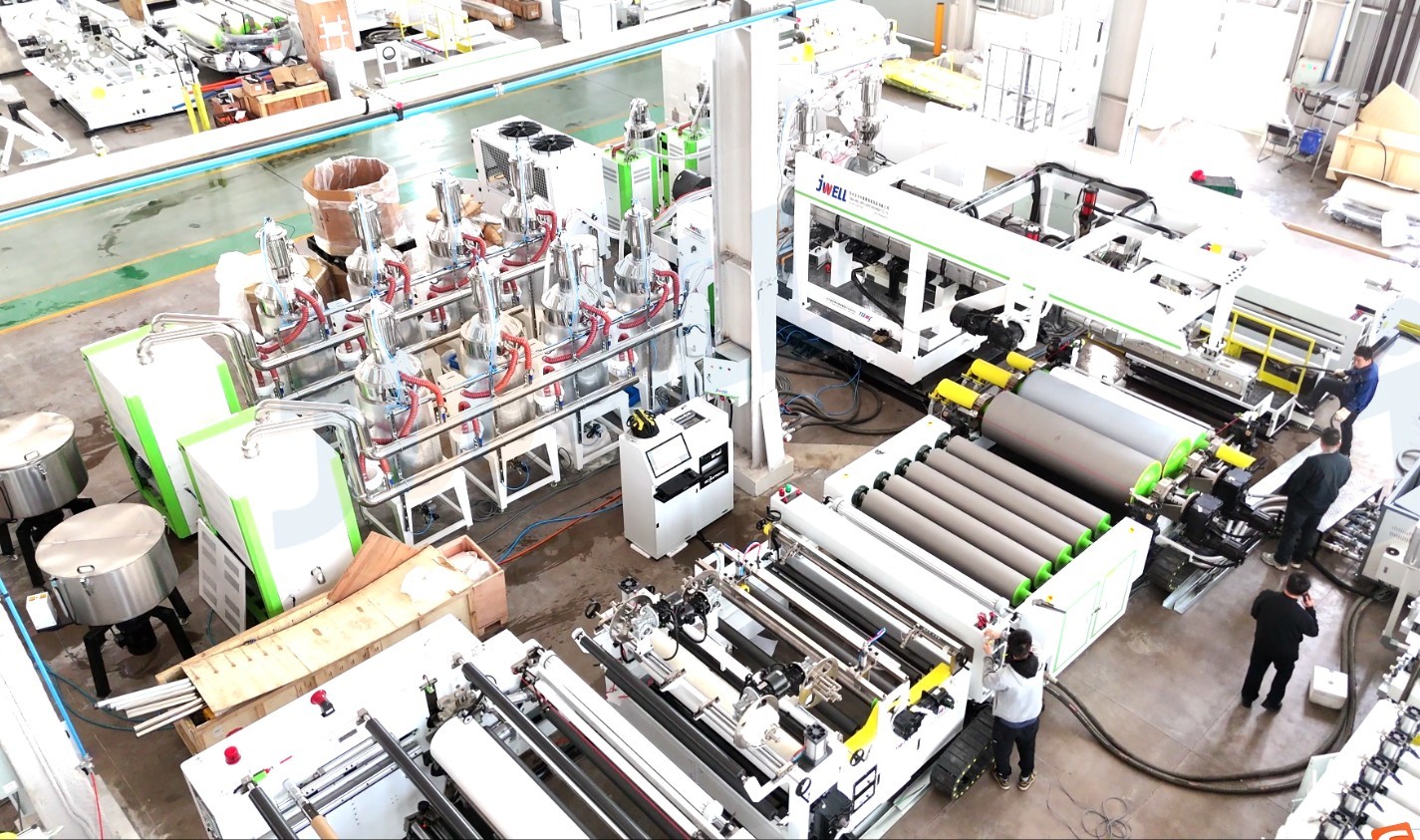 Línea de máquina de extrusión de película de laminación de fundición de Jwell TPU máquina extrusora compuesta en línea